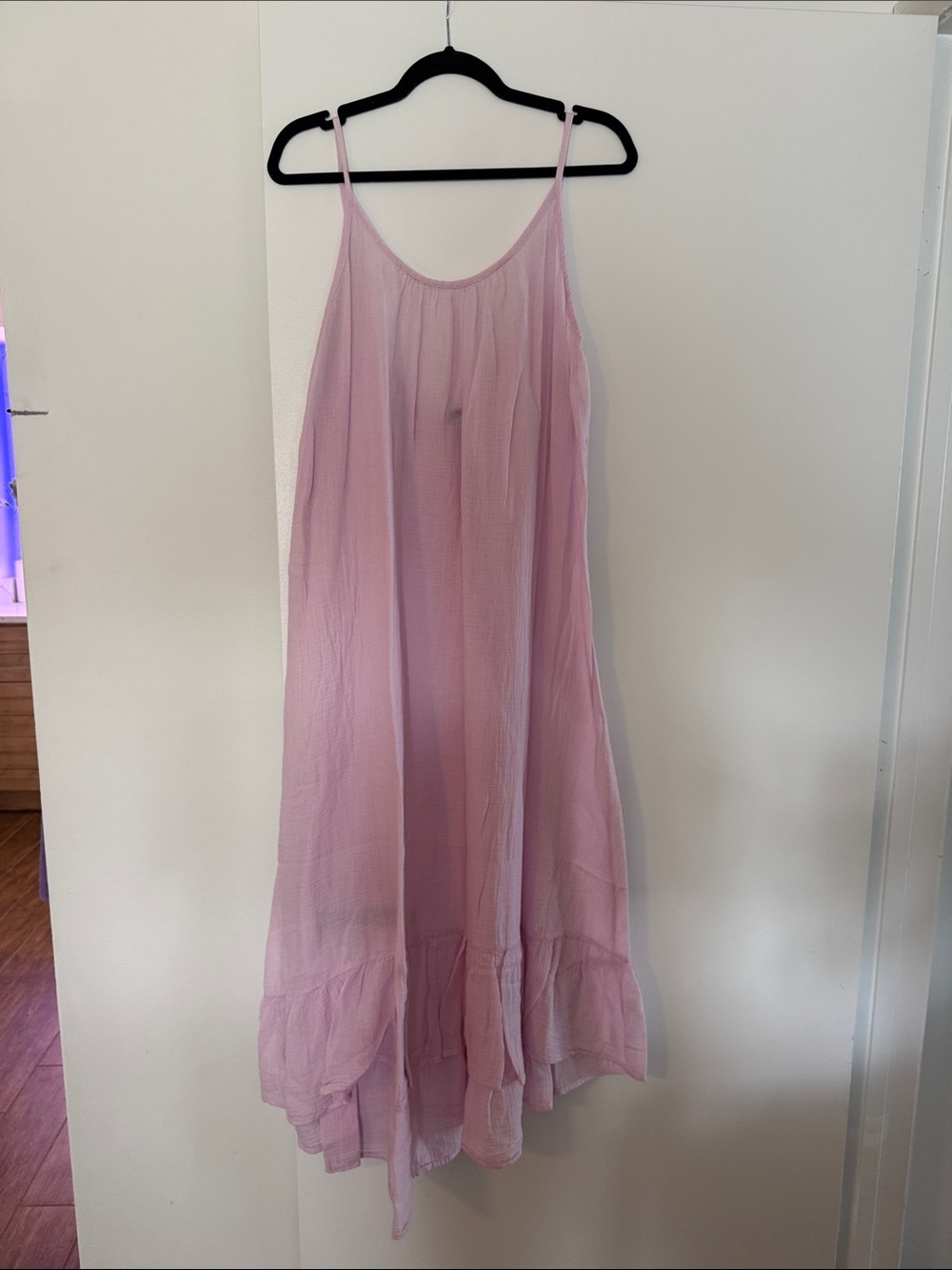 bobi Light Pink Spaghetti-Strap gauze coverup Maxi Dress size large